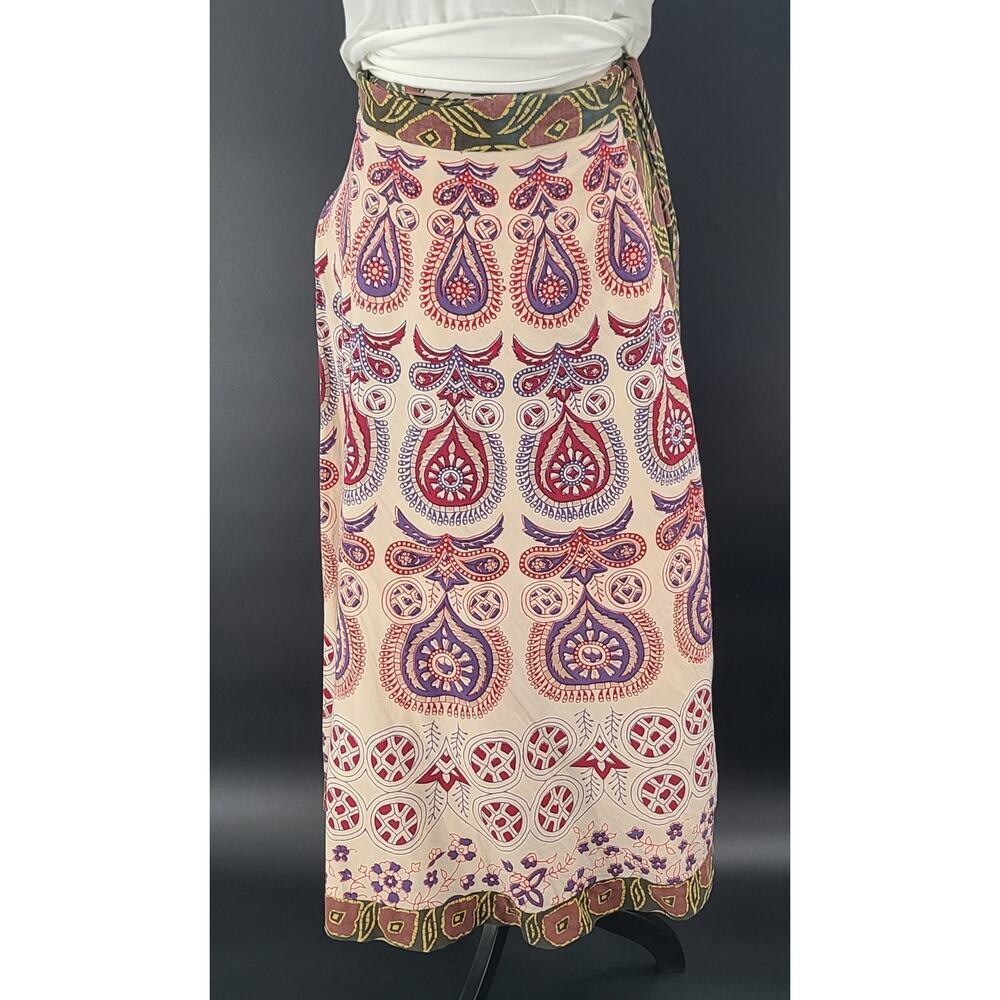 Soft Surrounding women's maxi wrap skirt paisley Sz Petite Med Boho 100% cotton